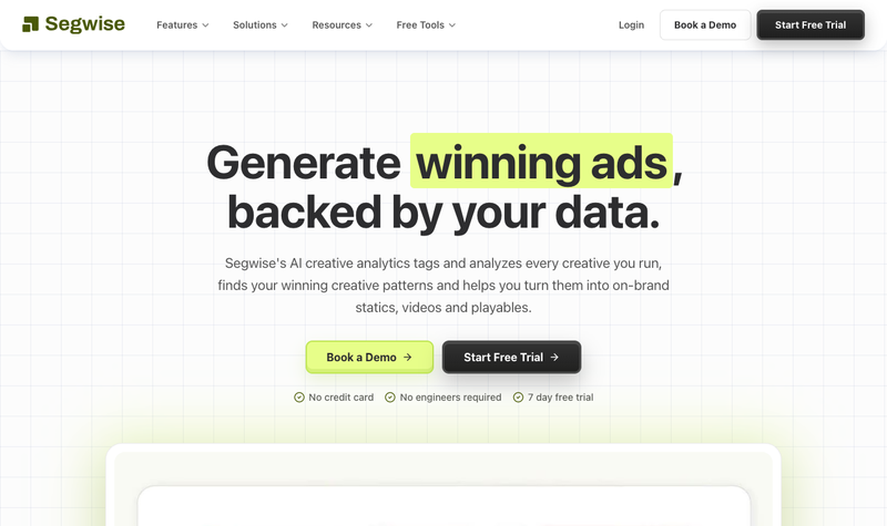 Segwise homepage, screenshot taken September 2026