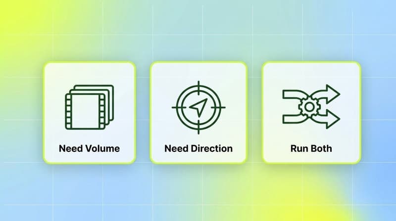Which tool fits which team: need volume, need direction, or run both