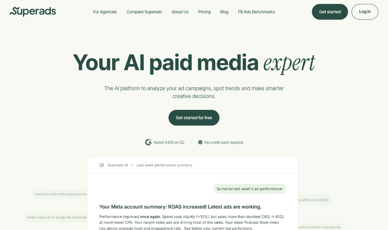 Superads homepage, screenshot taken September 2026