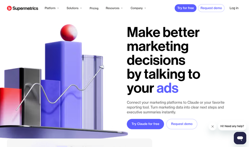 Supermetrics homepage, screenshot taken September 2026