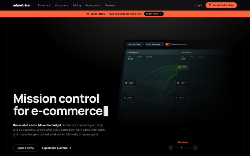 Admetrics homepage
