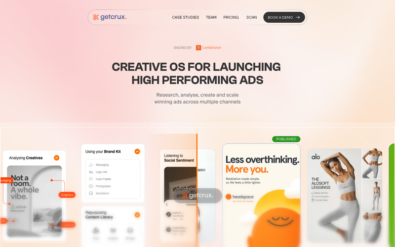 GetCrux homepage for a Creative OS