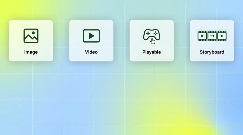 Four ad formats Segwise generates: image, video, playable, and storyboard