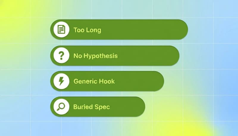 Five reasons most creative briefs get ignored, shown as a green pill list