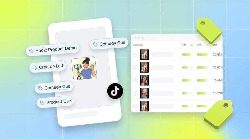 Segwise interface showing a TikTok creator ad with multimodal AI tags including hook style, product use, and creator-led labels
