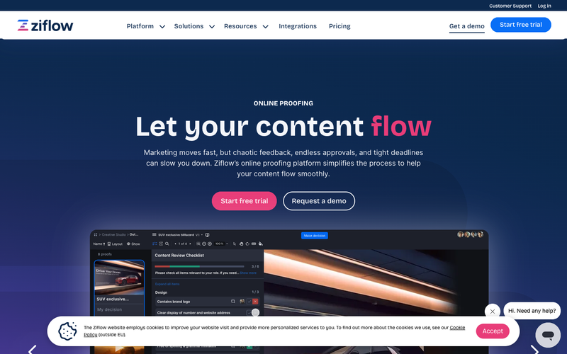 Ziflow homepage, screenshot taken September 2026
