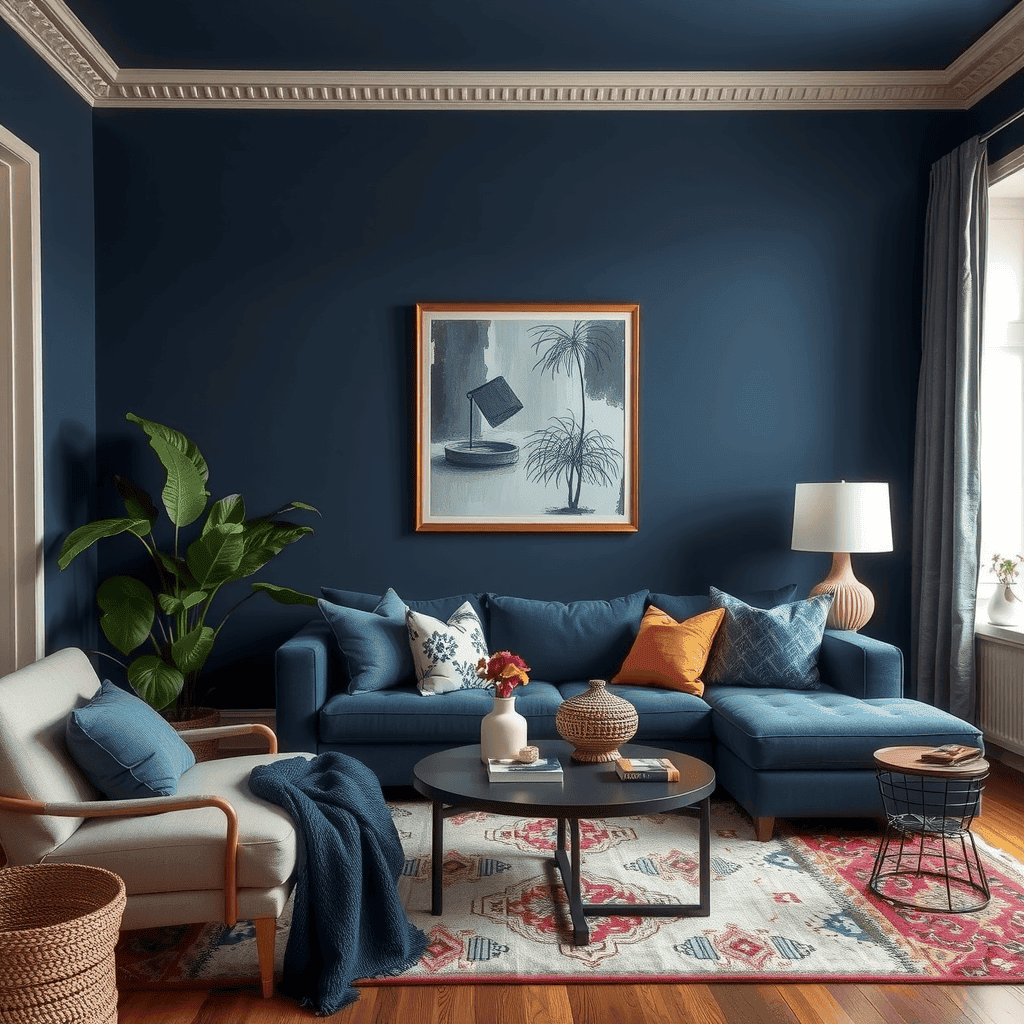 Navy Blue Living Room
