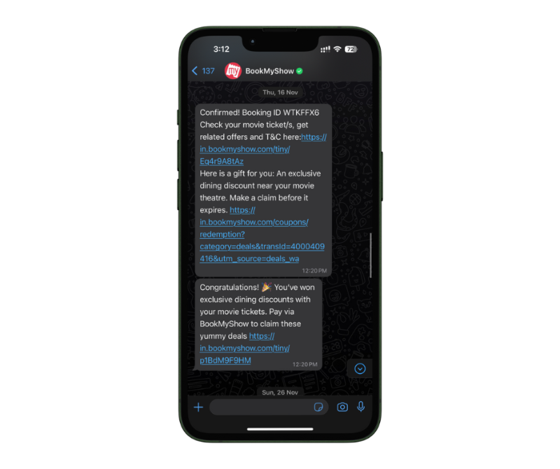 Utility and promotional in 24 hour window