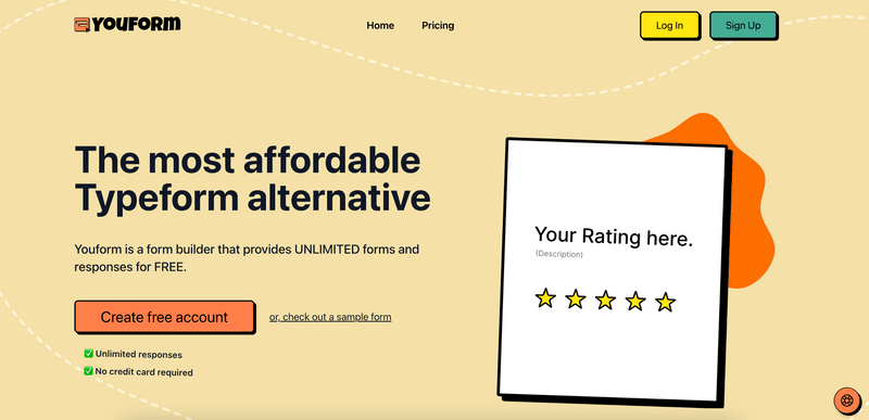 here's a free Typeform alternative with unlimited responses