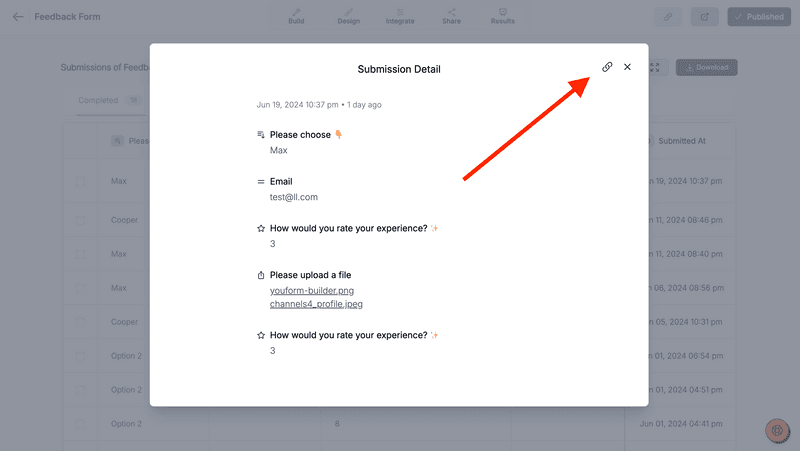 Submission Refill link in Youform