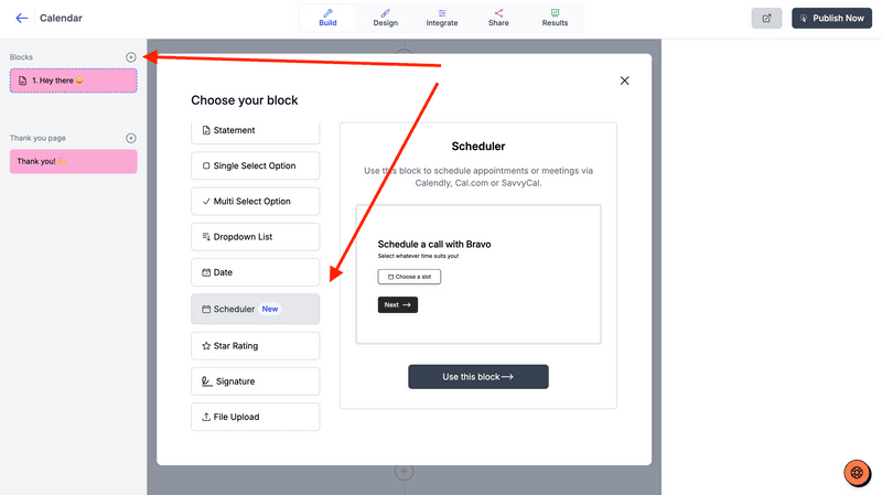 SavvyCal integration in Youform