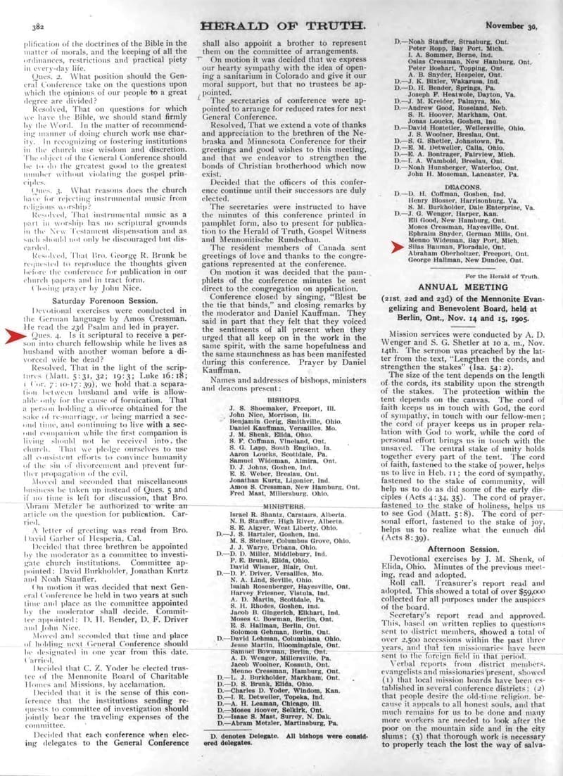 When did Mennonites Discard the Early Anabaptist Interpretation of Jesus’ Exception Clause about Divorce?