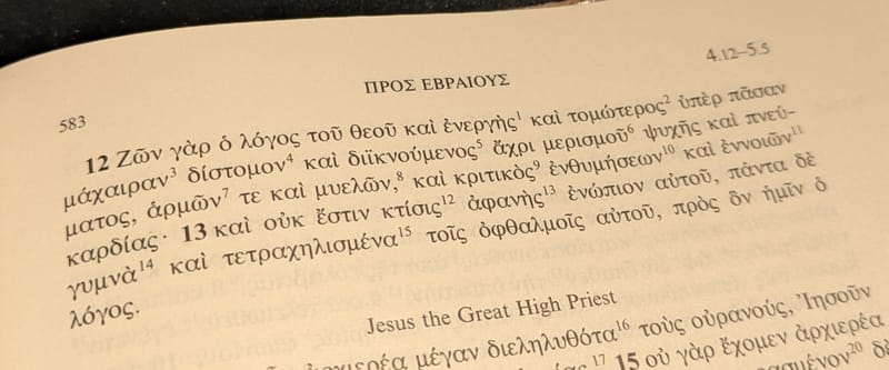 Hebrews 4 in Greek.