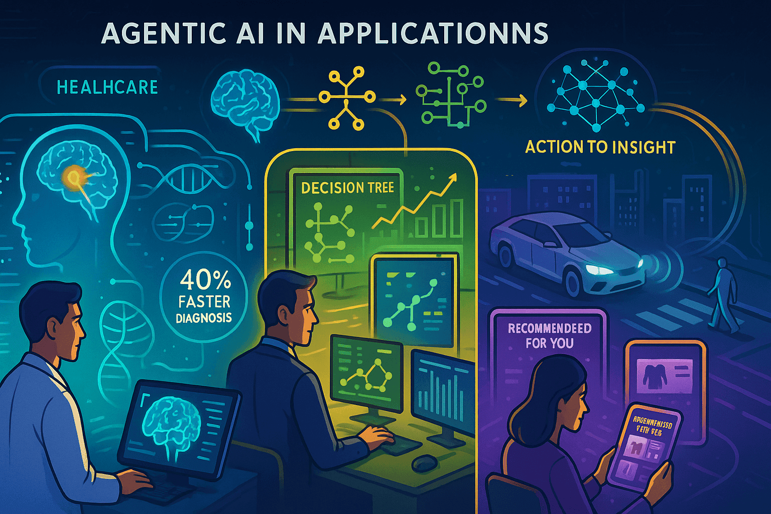 Applications of Agentic AI in real world like healthcare, automotive industry