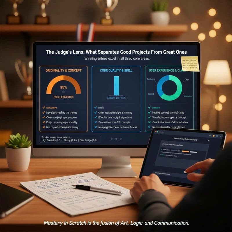 Judges evaluate coding competitions based on skills and quality