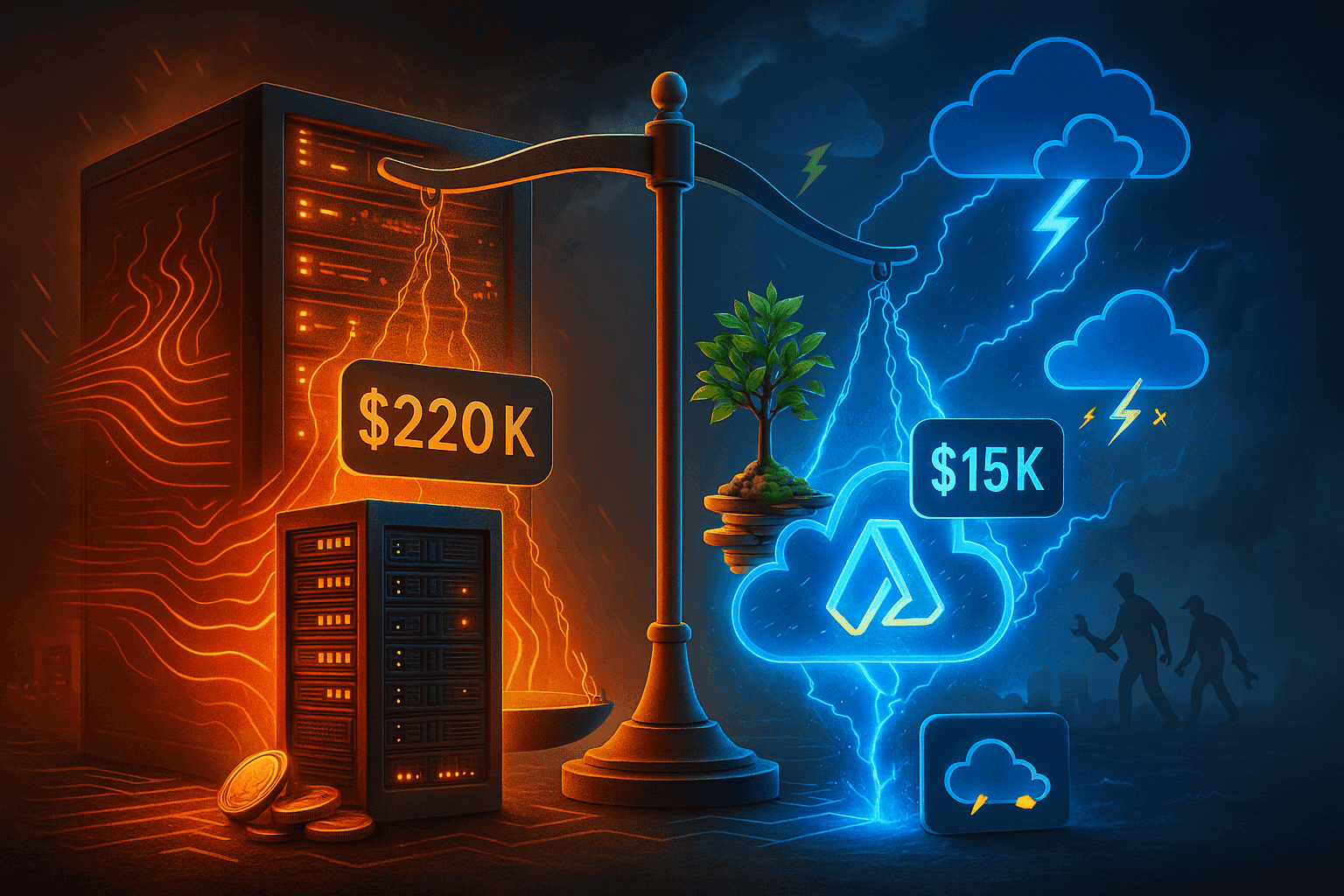 difference of costs between cloud services and traditional services