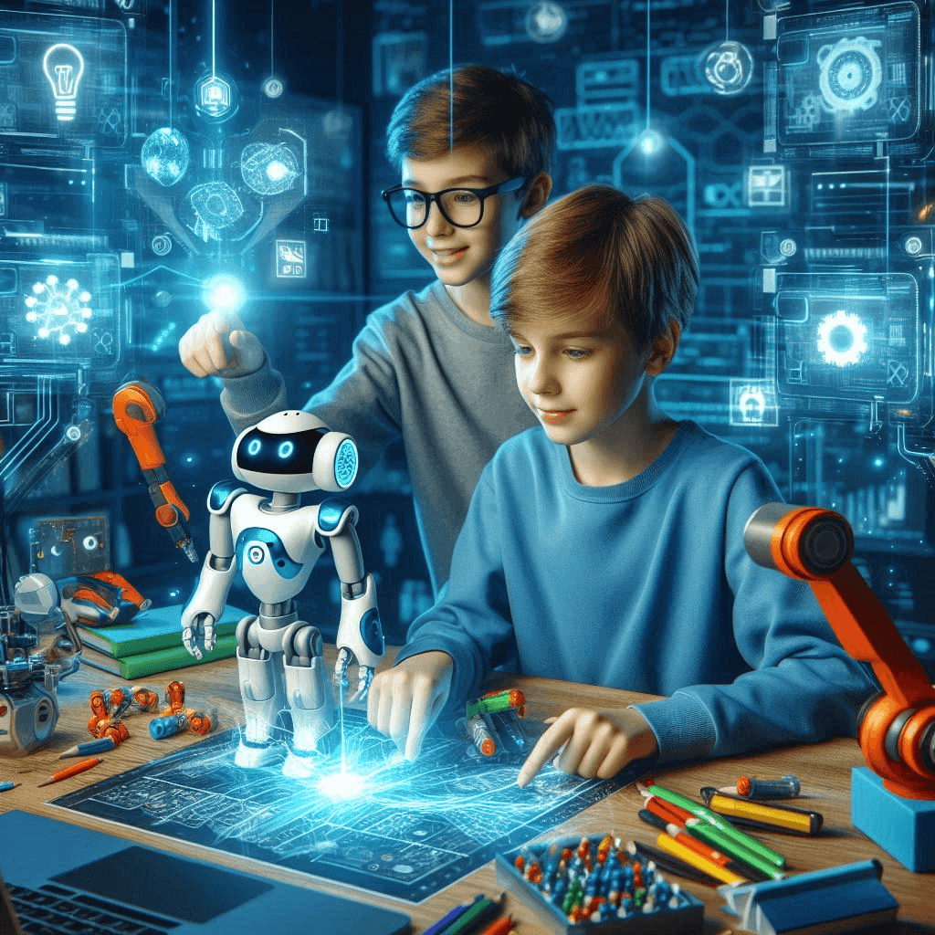 children sitting in AI enhanced classrooms