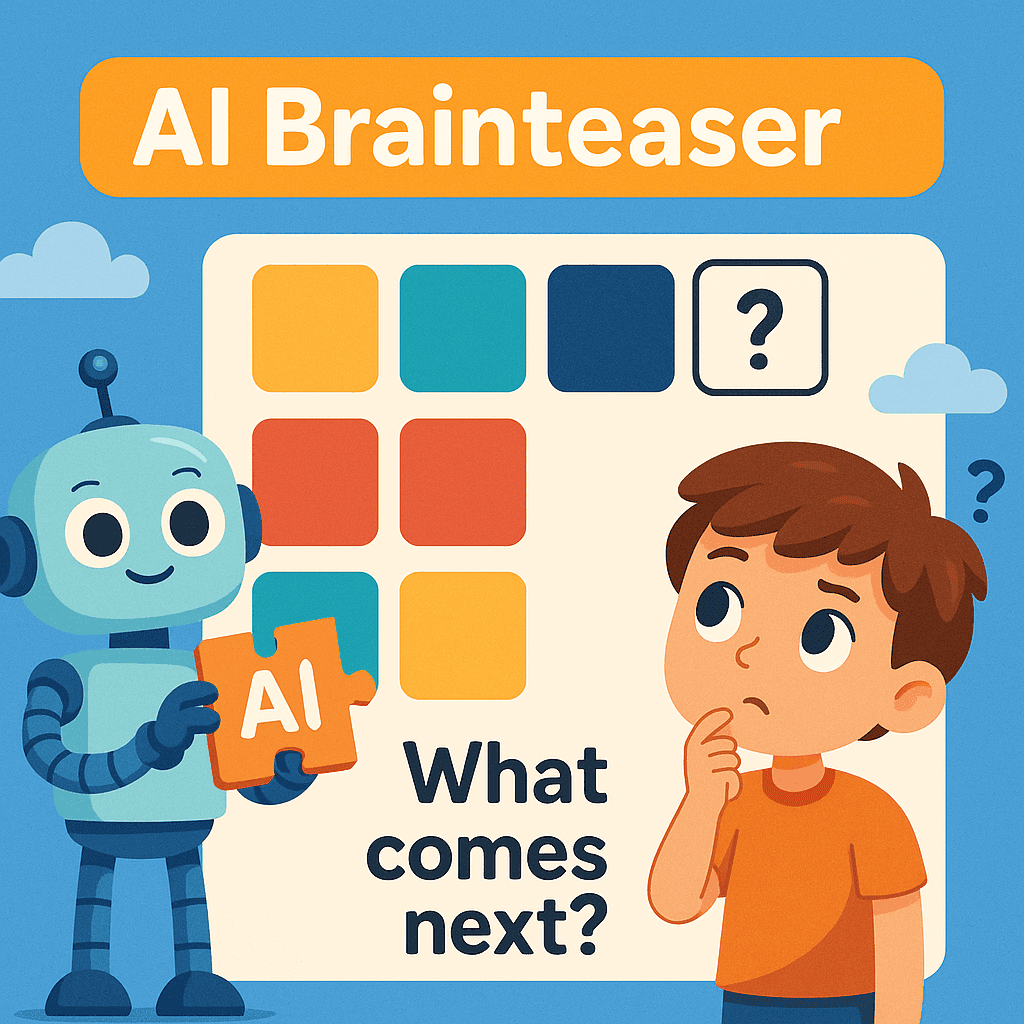 A boy playing AI  brain teaser game