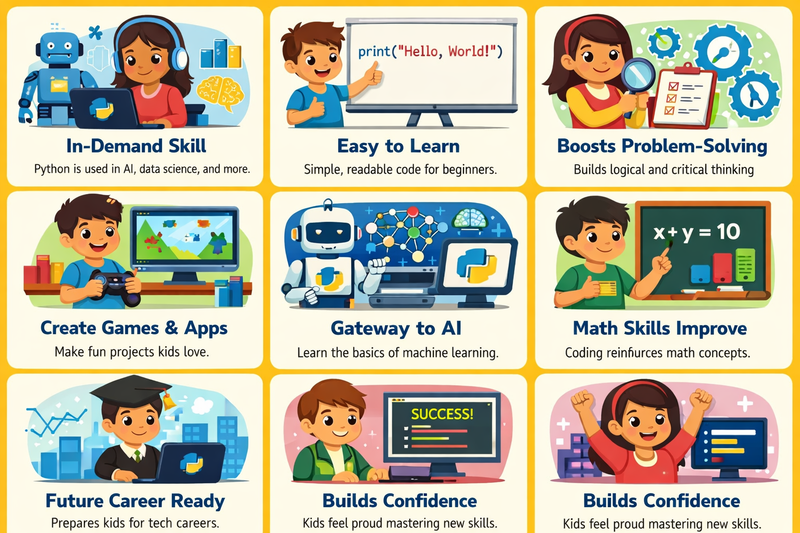 Python AI ML for kids — student building a machine learning project on a laptop