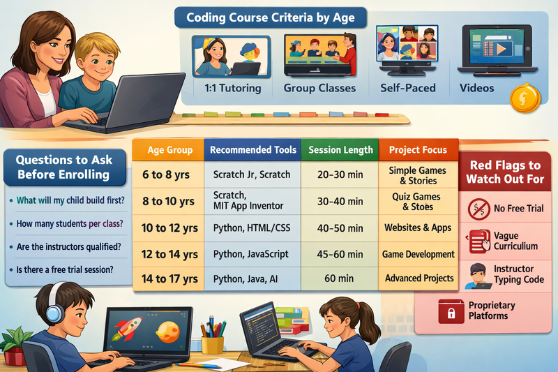 coding course for kids: child actively typing code during a trial session with an instructor visible on screen