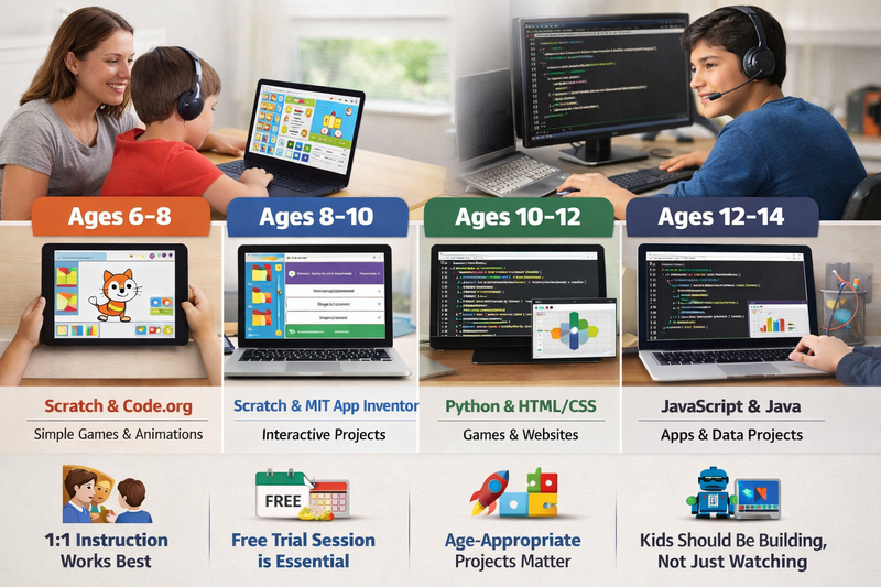 coding course for kids: child presenting their completed coding project to a parent with confidence