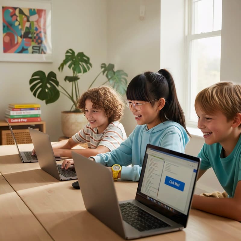 Kids create fun coding projects on a computer to build skills