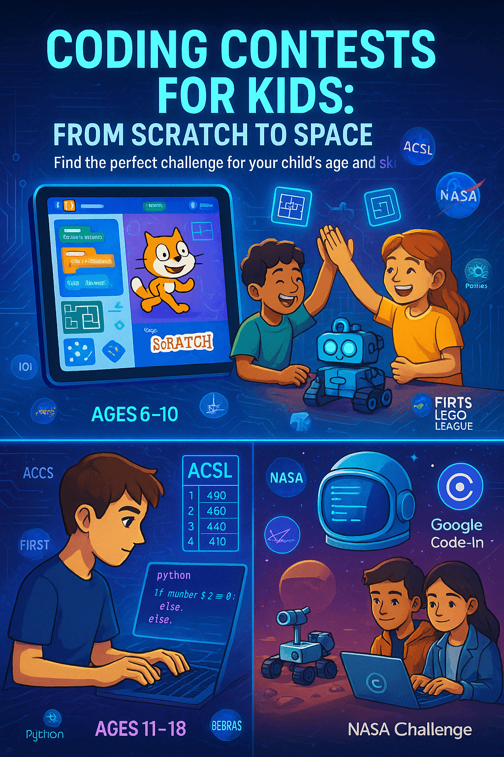 kids preparing for coding competitions