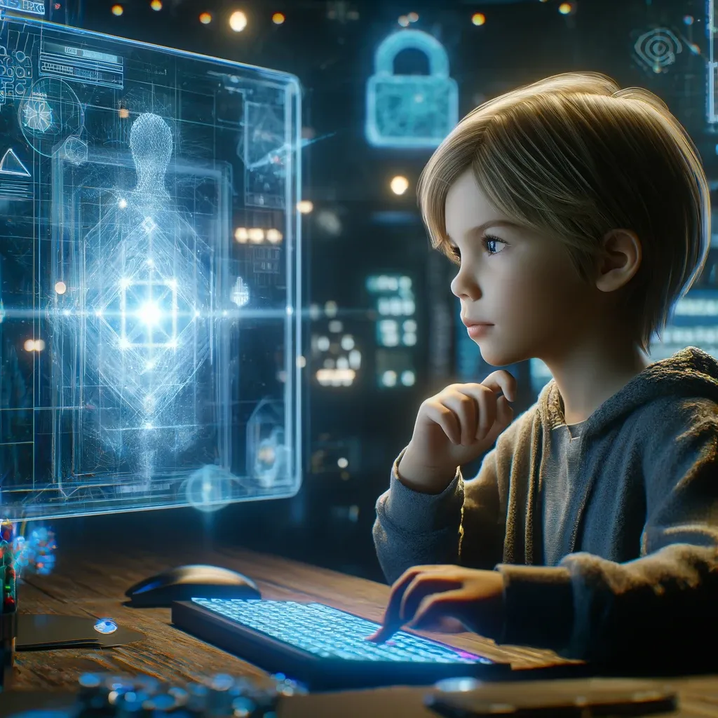 kid using his computer