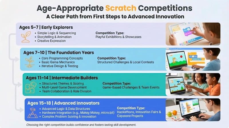 Age group guide for scratch competitions building coding skills