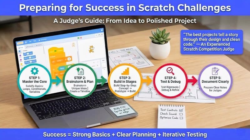 Prepare scratch project success with creativity and coding skills