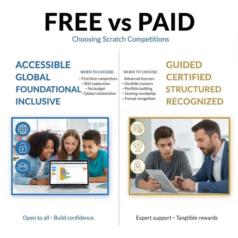 Free vs paid online scratch competitions to learn programming