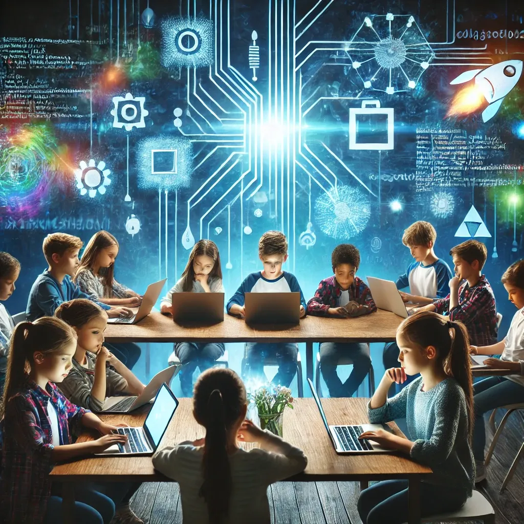 kids learning programming together