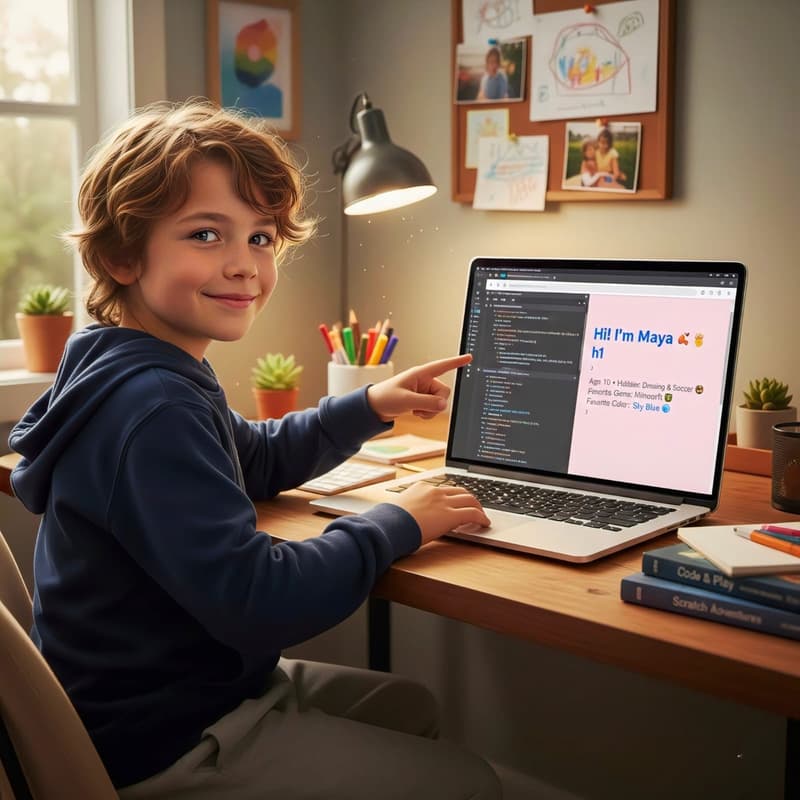 Simple web development example shows website structure, style and action