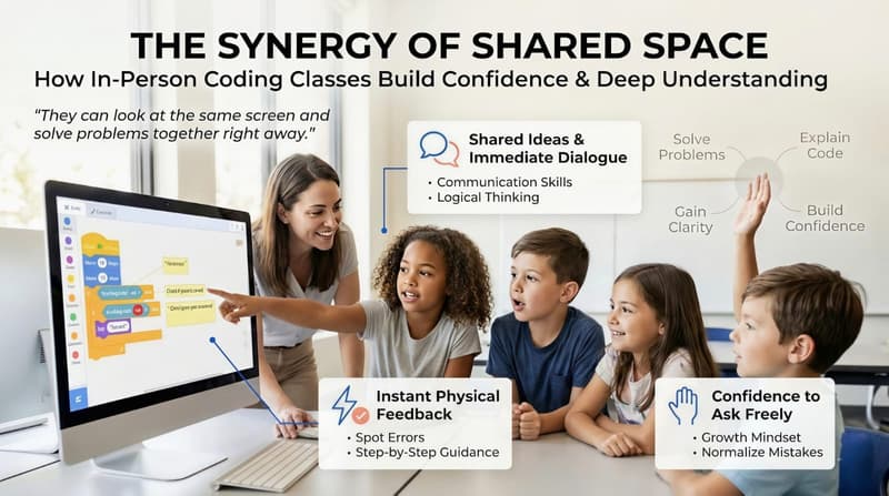 Kids in in-person coding classes build logical thinking, communication skills