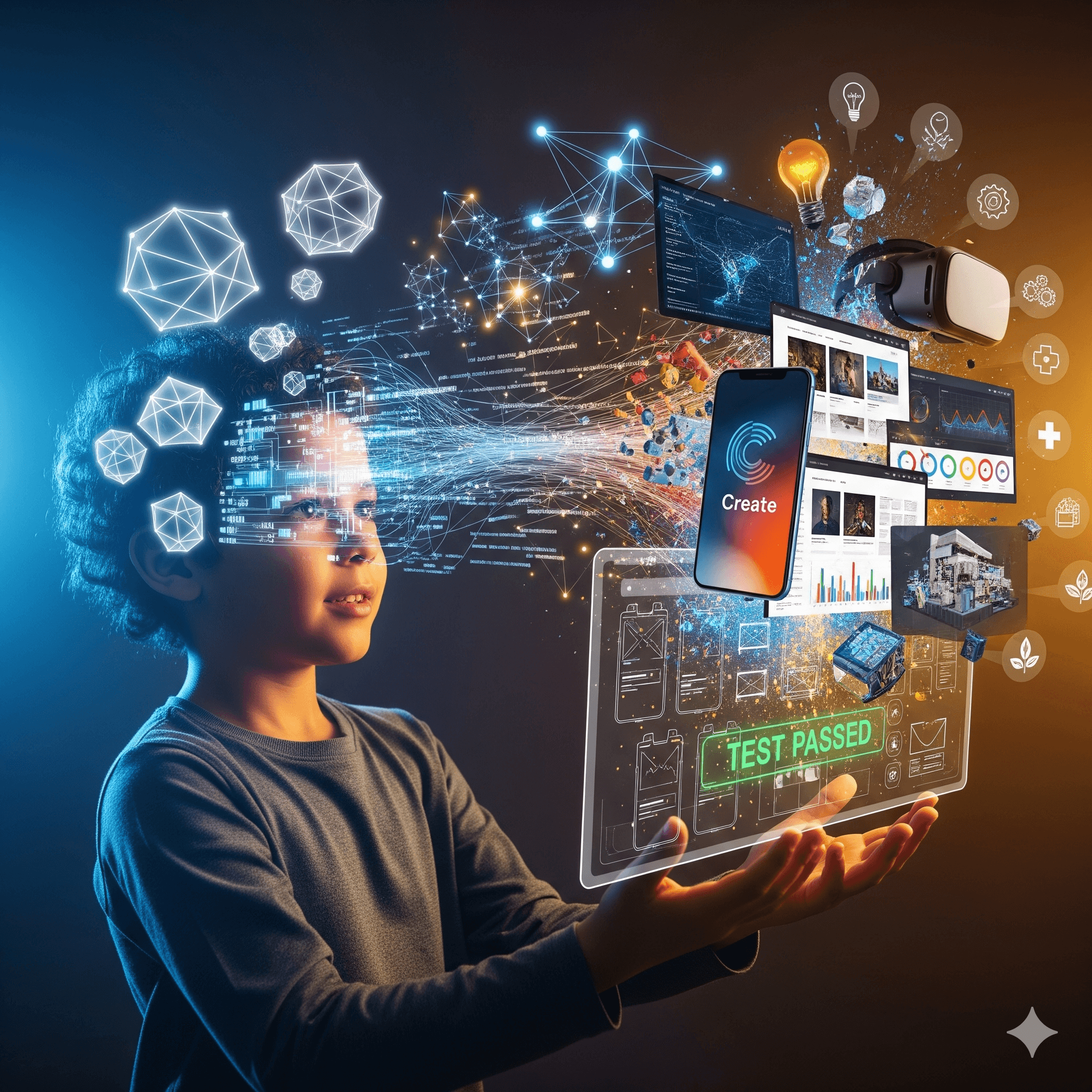 A green checkmark confirms a test has passed, symbolizing successful coding skills advancement