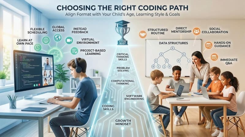 Online coding classes vs in person classes, choosing the right path