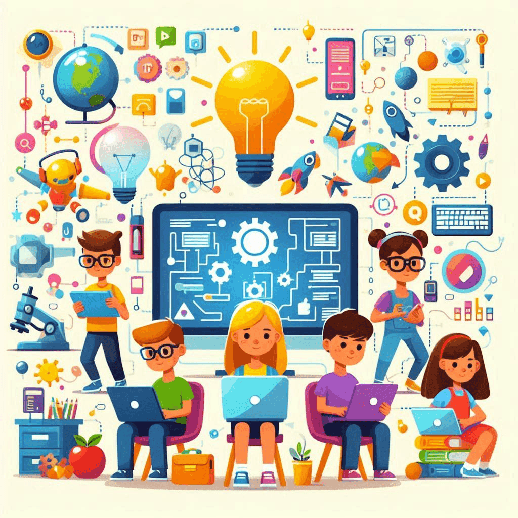 group of kids learning together