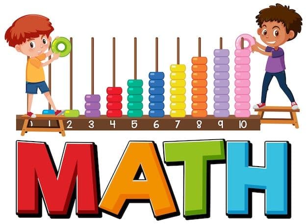 Math icon with kids and math tools | Premium Vector