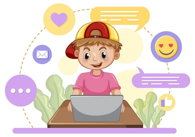 A boy browsing social media