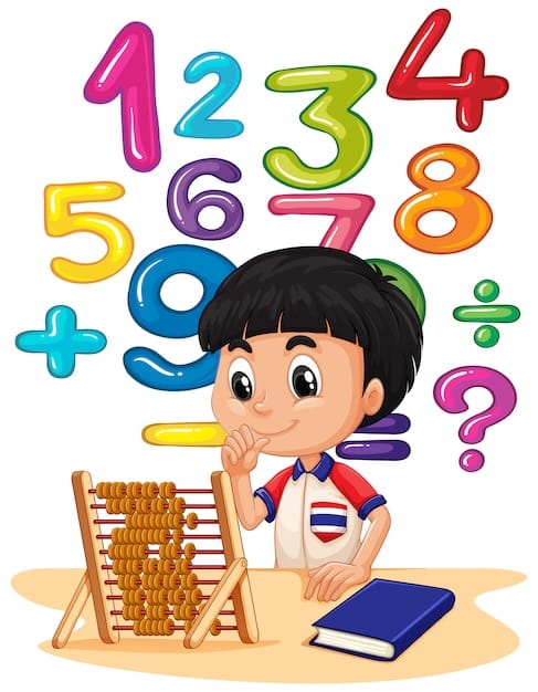 Free Vector boy doing math with abacus