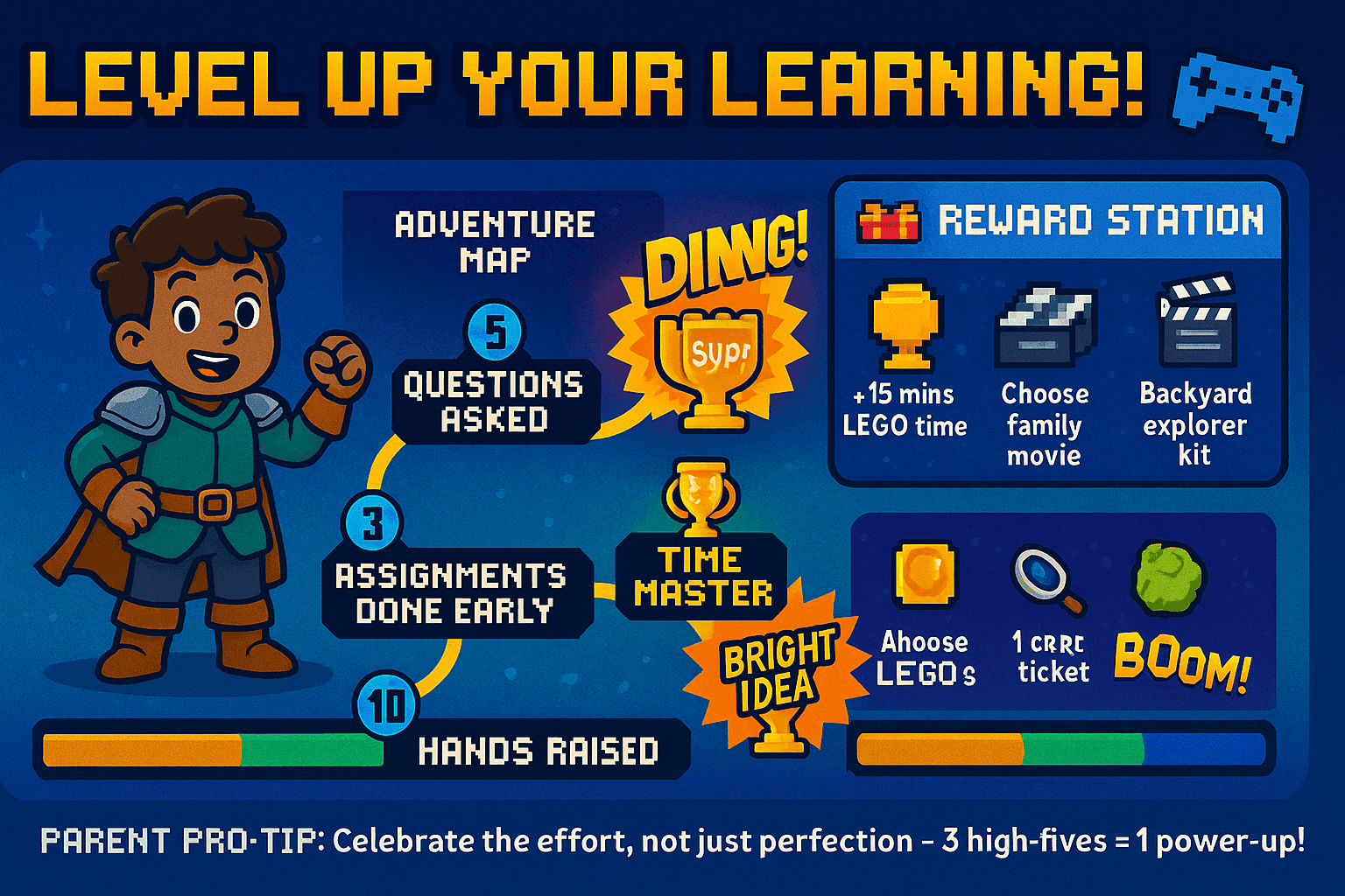kids leveling up through visual trackers and reward systems