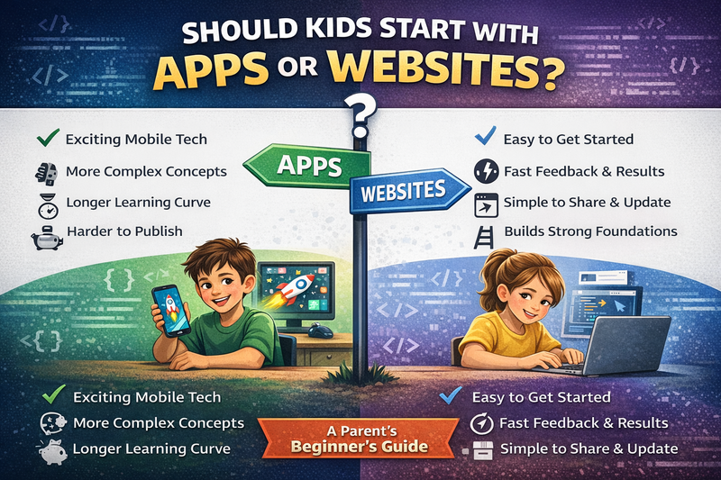How to Build an App: Should Kids Start with Apps or Websites?