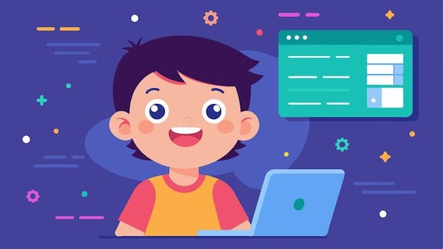 A childs face lights up in amazement as they see their code come to life on the screen with the help