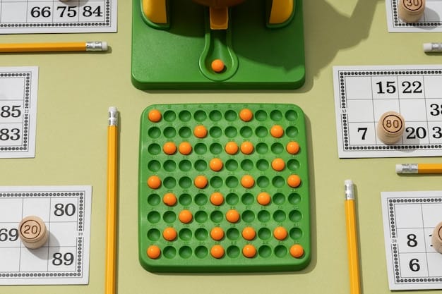 Close up on bingo game elements