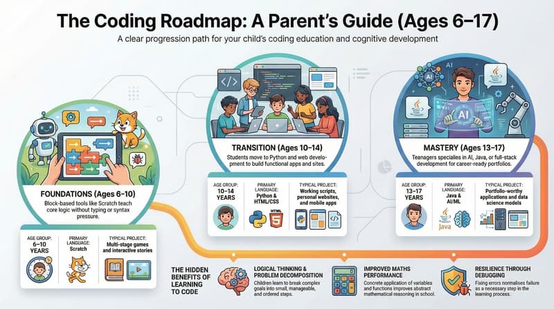 coding for kids benefits: child working through a coding problem independently, focused and engaged