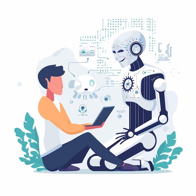 Collaboration_between_human_and_ai_robot | Premium AI-generated vector