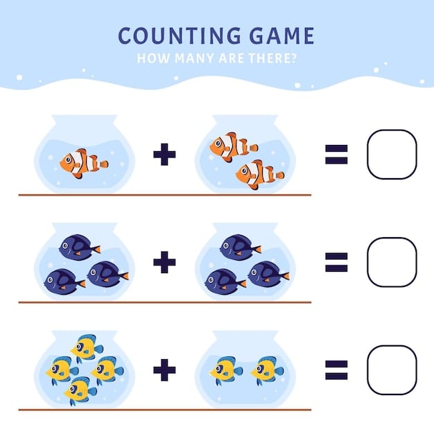 Free Vector counting game with with different types of fish