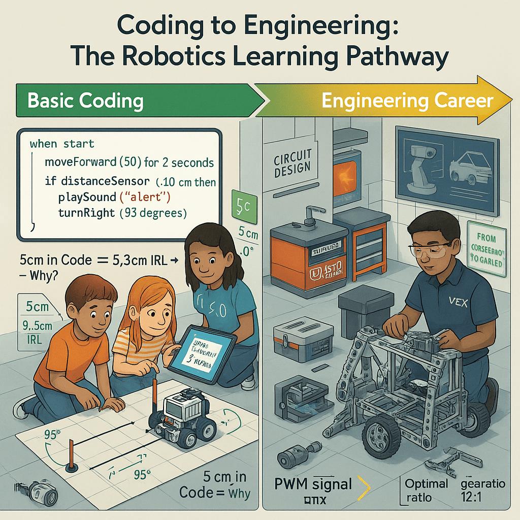 Students connect basic coding to real-world engineering using robots and math