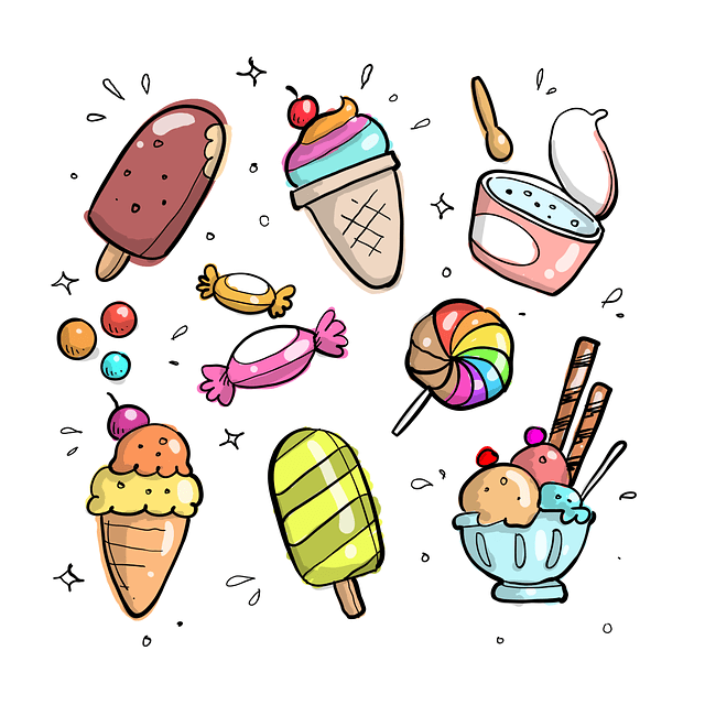 doodle, cartoon, drawn, nature, food, sweet, frozen, summer, delicious, snack, chocolate, ice cream, cup, colorful, kid, art