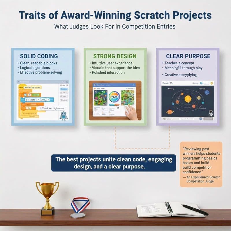 Award winning scratch project traits for design and coding skills